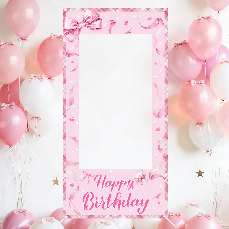 Photo Booth Frame - Cadre photo rose avec nœud, toile