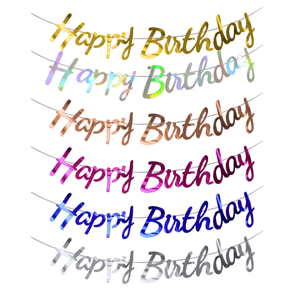 Party Banner Gold - Joyeux anniversaire bannière or argent anniversaire