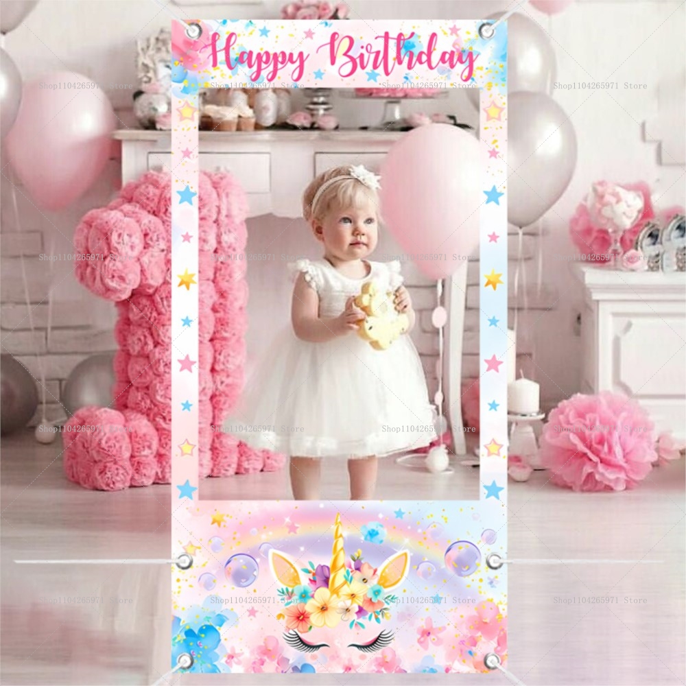 Photo Booth Frame - Cadre de photomaton thème Licorne, accessoires