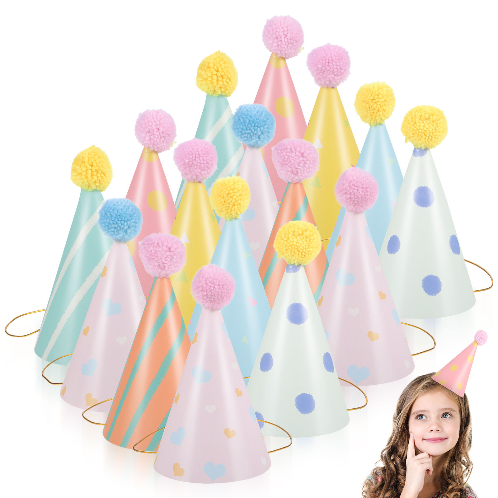 Party Hat Cone - Lot de 14 chapeaux d'anniversaire en