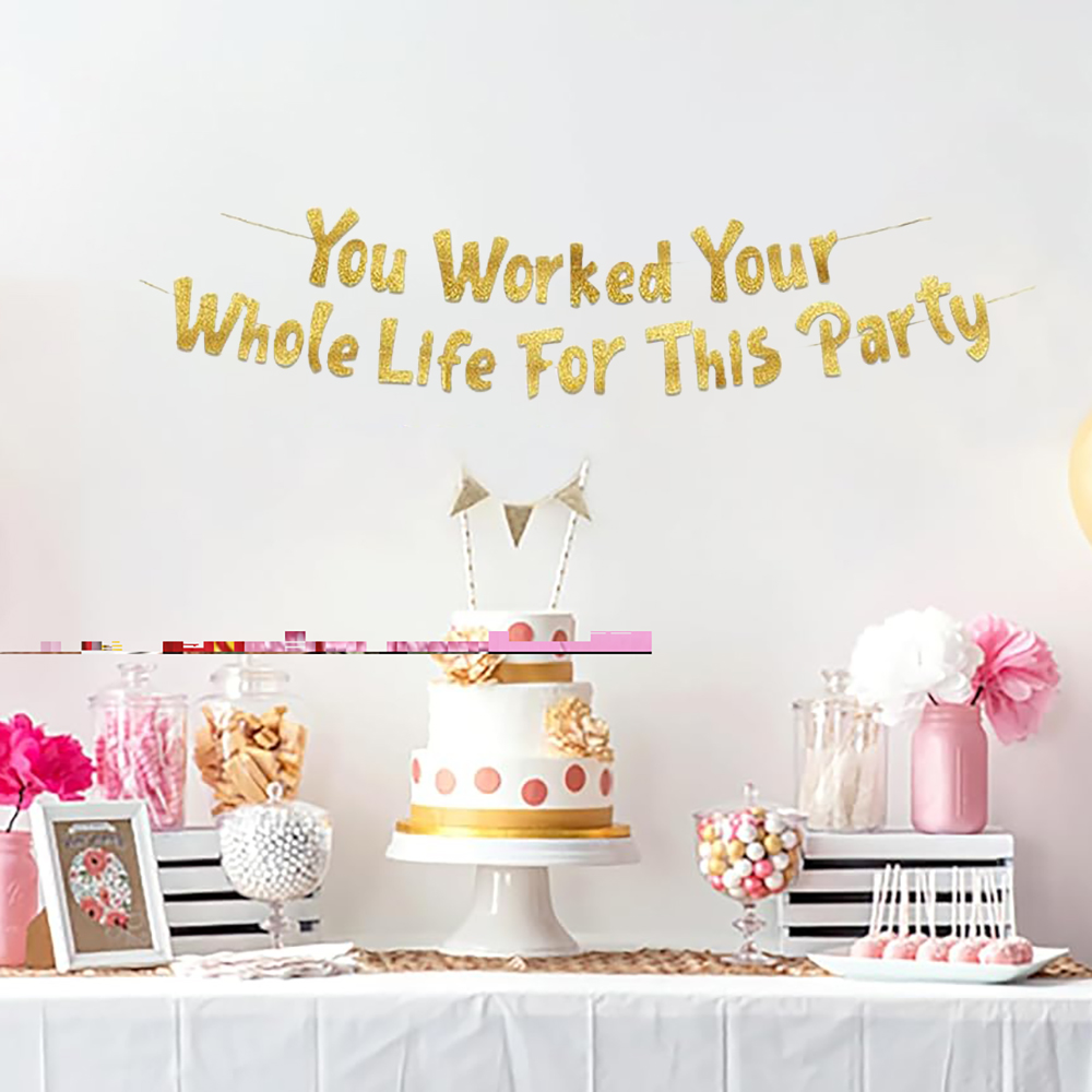 Party Banner Gold - Décorations de fête de retraite :